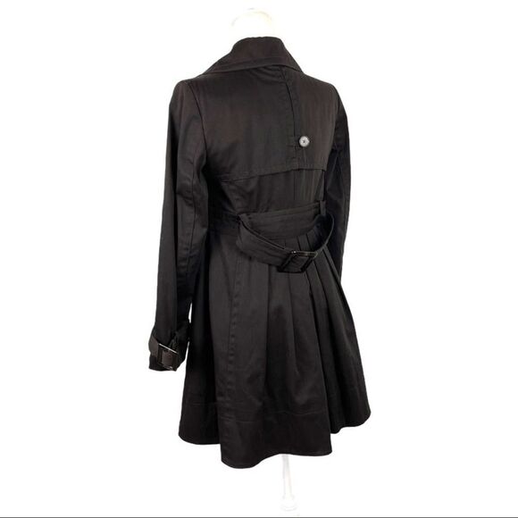 Zara Double Breasted Pleated Trench Coat Jacket Dark Brown Size Small Office Job - Picture 12 of 15